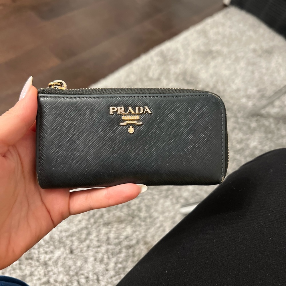 Prada Saffiano Leather Keychain wallet